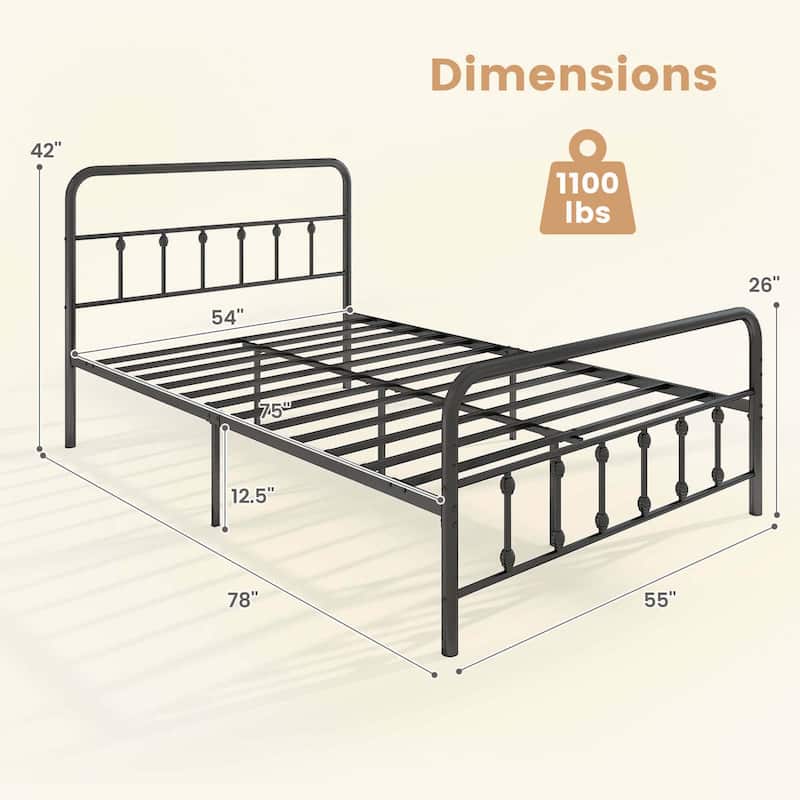 Twin/Full/Queen/King Metal Bed Frame Platform Bed w/ Headboard - Full