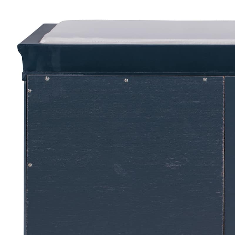 Vintage Chic Wooden Storage Bench with Removable Foam-Filled Velvet Seat Cushion