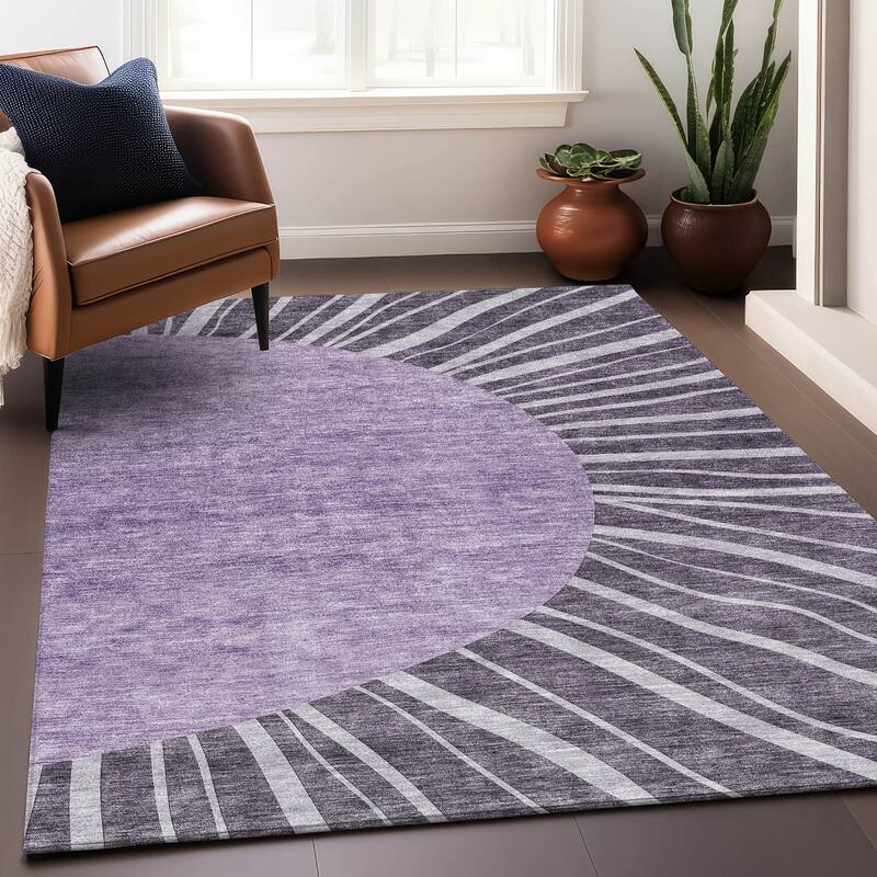 Premium Washable Super Soft Contemporary Rays Mayfield Rug