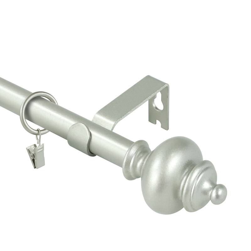 Modern Window Drapery Curtain Rod Set with 8 to 24 Rings - 28"-48" - Antique Silver/Pewter