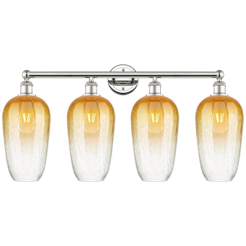 Innovations Lighting 616-4W-18-34 Brookhaven Flute Vanity Brookhaven - Polished Nickel / Amber