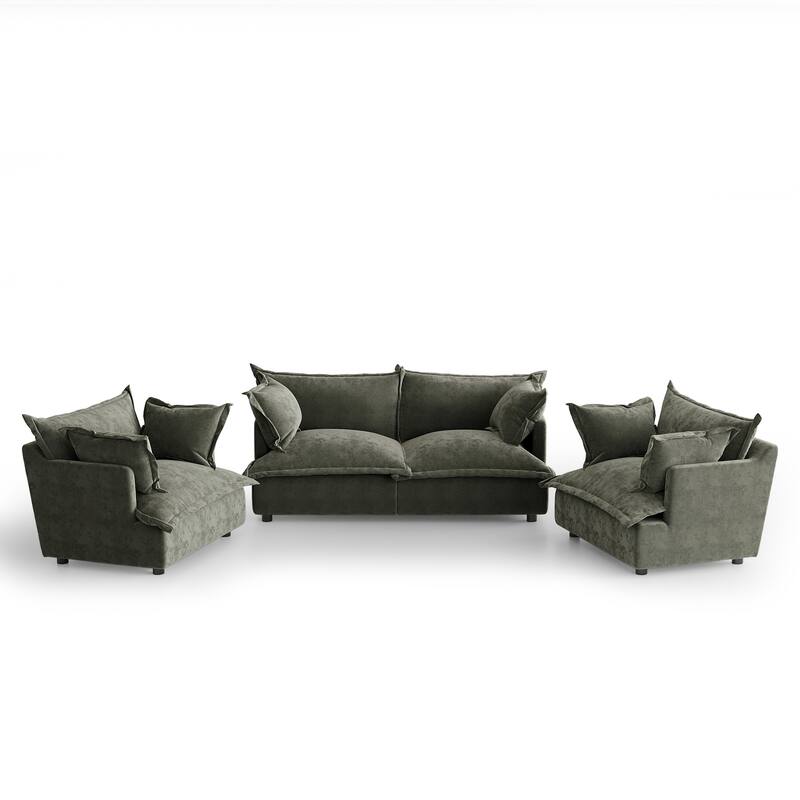 Comfy Cloud Oversized Chenille Modular Sectional Sofa Armchair Set