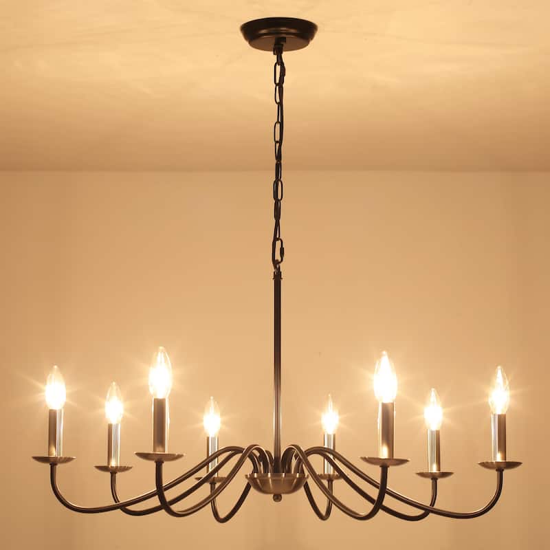 8-Light 30.7 in. Farmhouse Chandeliers for Bedroom Living Room Study