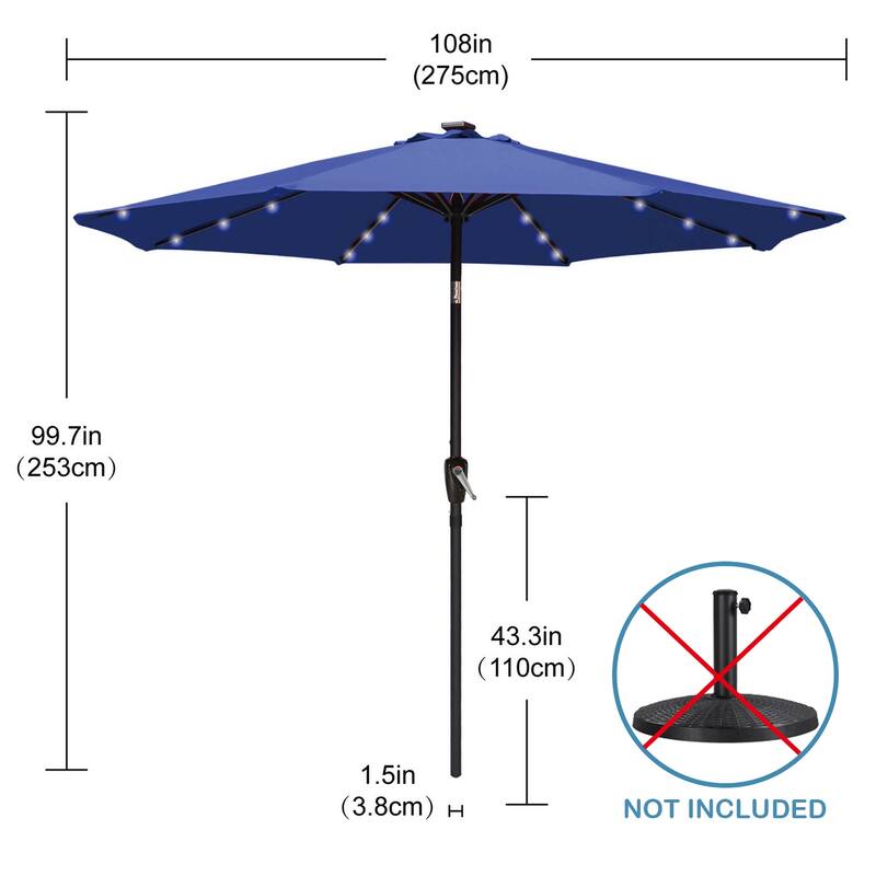 ABCCANOPY 9FT Outdoor Patio Solar Umbrella with 32LED Lights