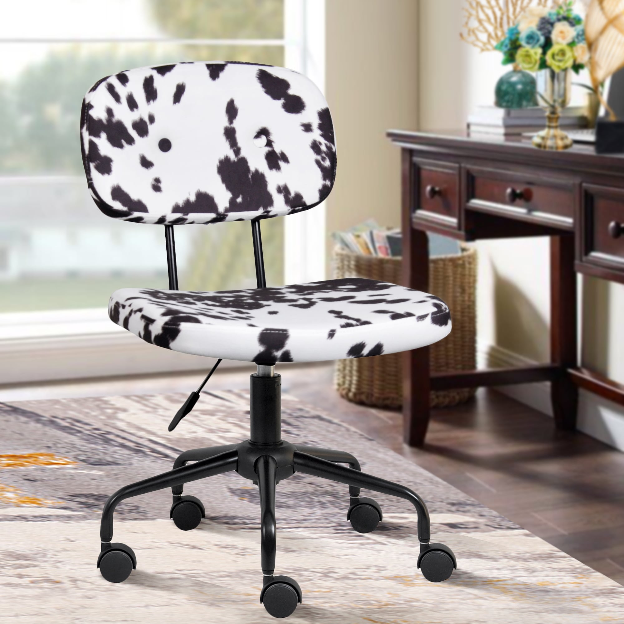 Cow skin 2025 office chair