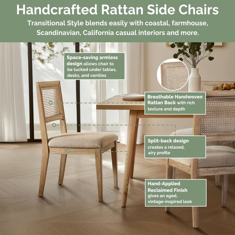 INK IVY Kelly Rattan & Wood Dining Chair Set of 2