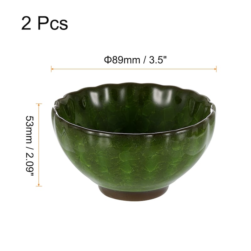 Japanese Matcha Bowl 4.23oz Large Traditional Gong Fu Tea Cup - Grass Green - 2Pcs
