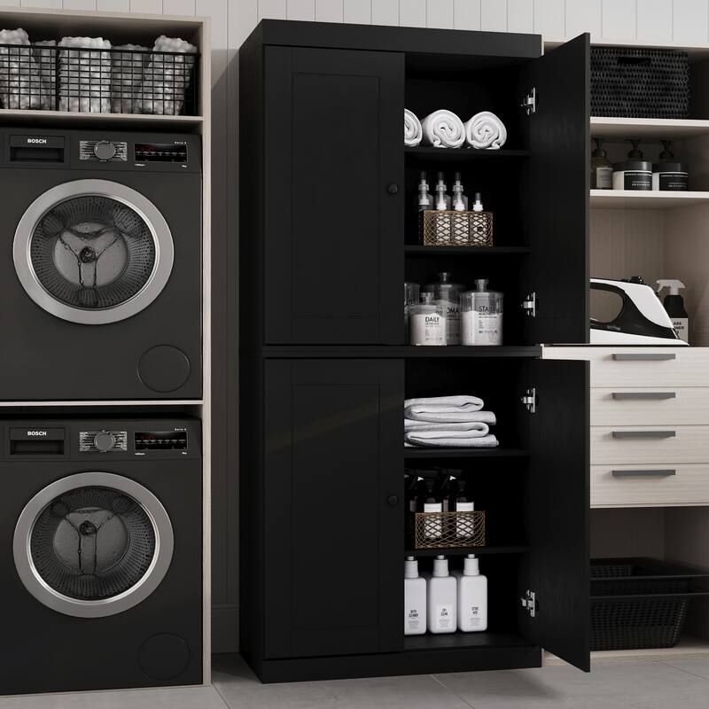 Palace Imports 100% Solid Wood Bathroom & Laundry Storage Cabinet, Raised Panel Doors, Adjustable Shelves, 32" Wide, 71.5" Tall