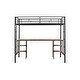 preview thumbnail 11 of 13, Black Twin Size Metal Loft Bed with Table, Shelves, Heavy-duty Sturdy Metal, Built-in Table, Safety Guardrail