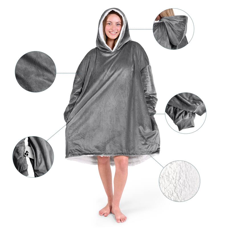 Bare Homey B-Cozy Oversized Sherpa Wearable Blanket