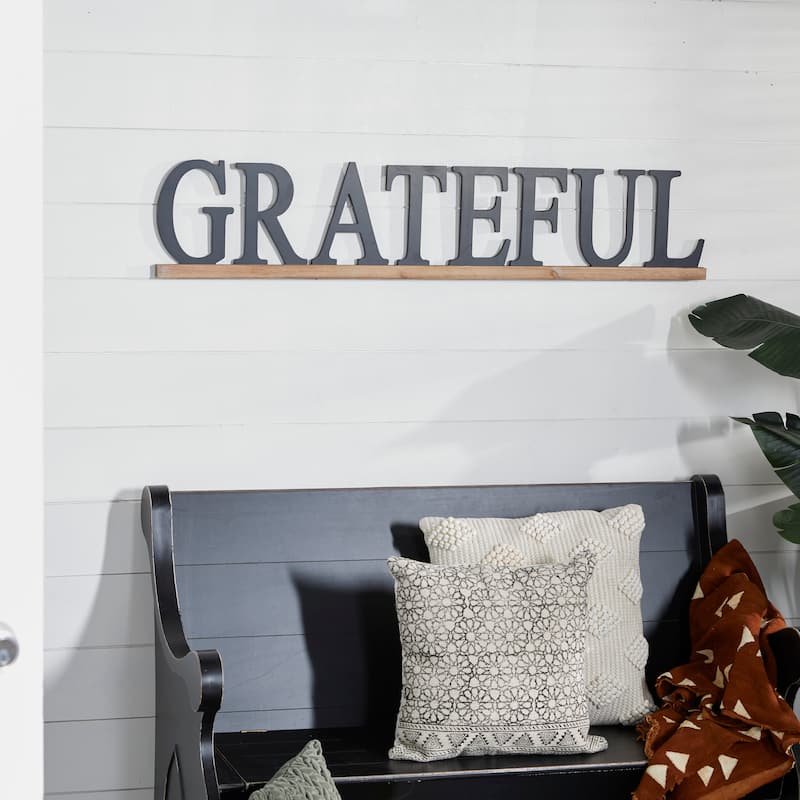 Black Wood Grateful Sign Home Wall Decor