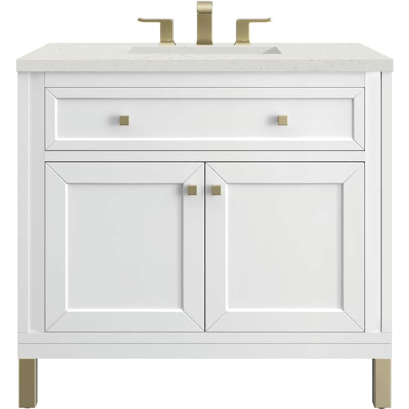James Martin Vanities 503-V36-3LDL Chicago 36" Free Standing Single - Glossy White
