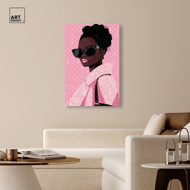 Pink Luxury Woman Canvas by Art Remedy, Gallery Wrapped