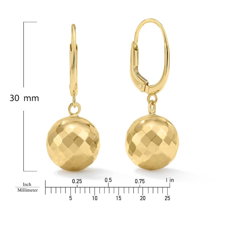 Clover 14K Yellow Gold Diamond-Cut Bead Drop Earrings