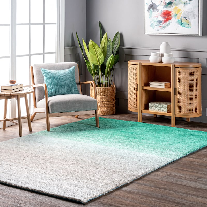Nuloom Handmade Soft and Plush Ombre Shag Rug - 5' x 8' - Turquoise