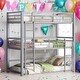 preview thumbnail 1 of 8, Twin Size Metal Triple Bunk Bed,Space Saving,No Box Spring Required,Easy Assembly,Silver White