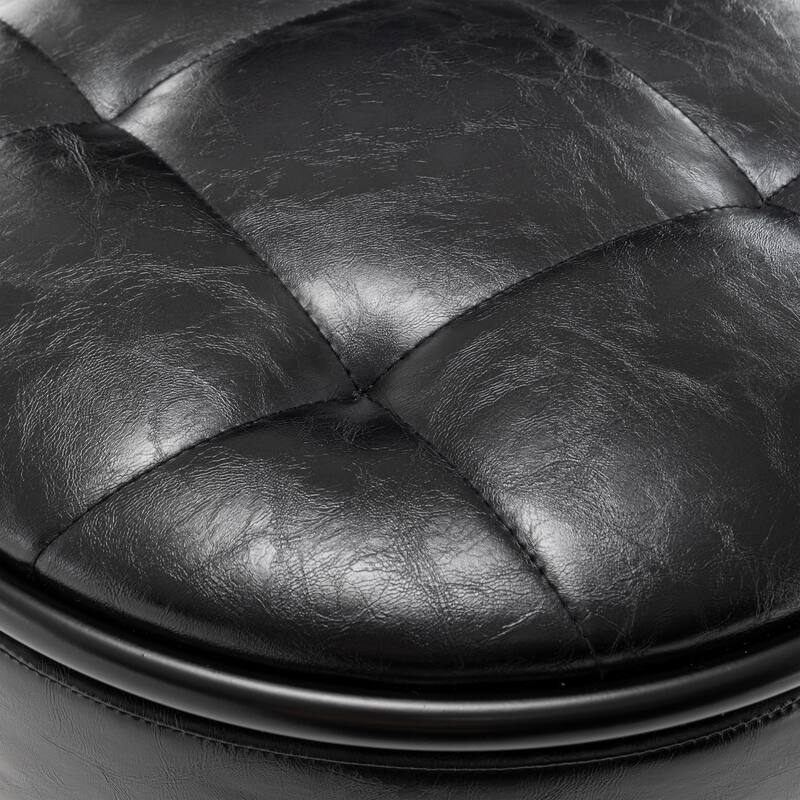 Round Storage Bar Stool Faux Leather Height Adjustable Barstool, 360 Swivel