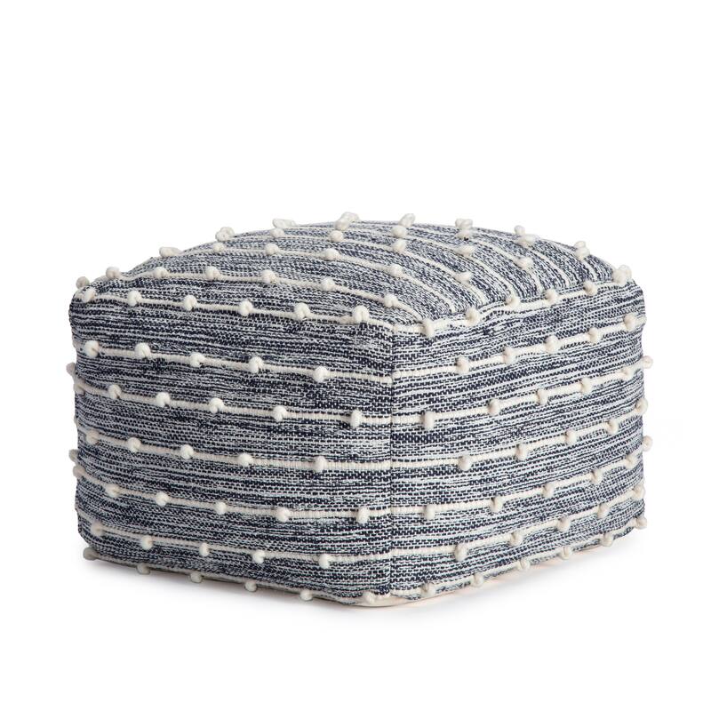 Jani Surin 22-inch Square Pouf Ottoman - Handmade Footrest for Living Room, Bedroom, Nursery, Kidsroom