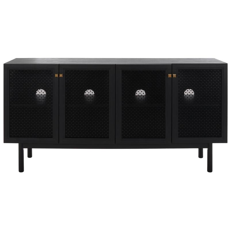 SAFAVIEH Home Piran 63-inch 4 Door 2 Shelf Media Stand. - 63"Wx16"Dx32"H - Black