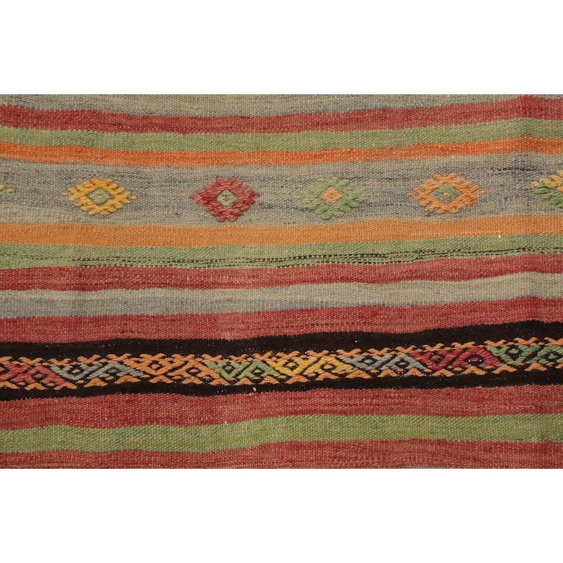 Hand Woven Oriental 100% Wool Carpet Southwestern Tribal Multi-Colored Kilim Area Rug - 9' 6'' X 5' 1''