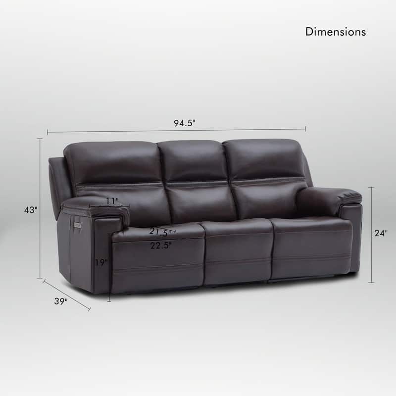 Genuine Leather Dual Power Sofa with Zero Gravity, Adjustable Headrest, Footrest, USB/Type-C & Cross-stitching Detail