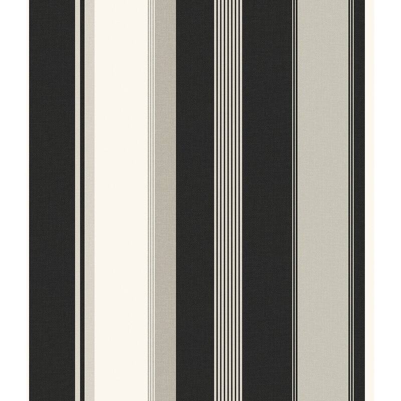 Seabrook Designs Prunella Multicolor Stripe Unpasted Wallpaper - 20.5 in. W x 33 ft. L - Neutral & Black