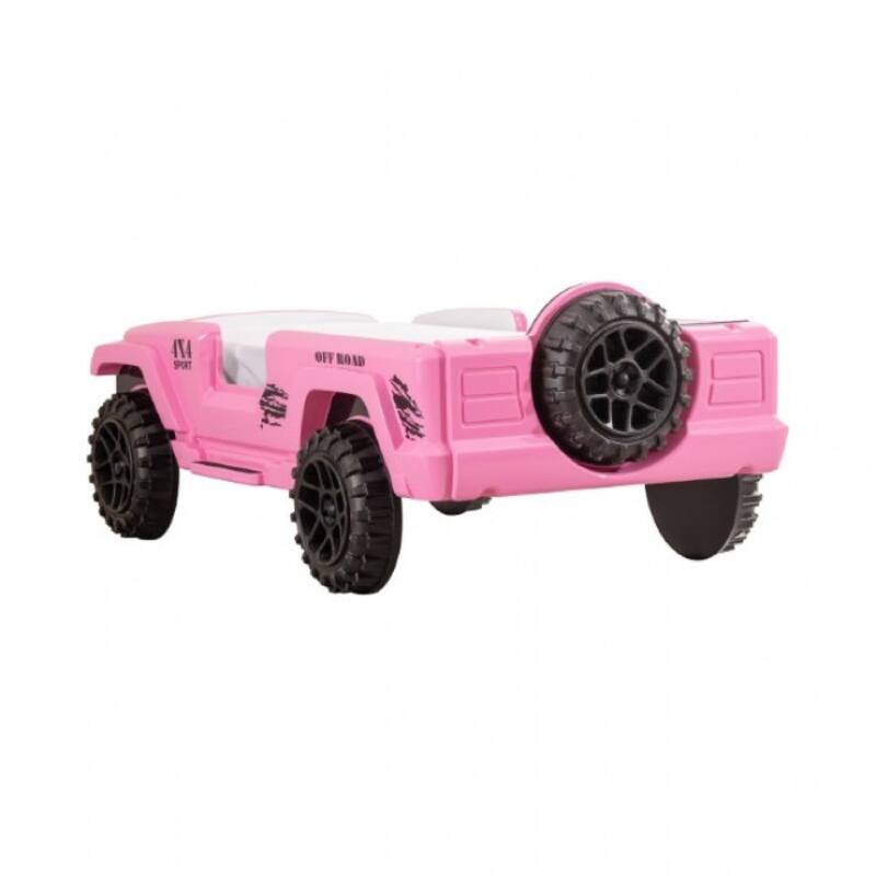 Randy SUV Twin Bed with Lights and Sound Effects, Pink Faux Leather
