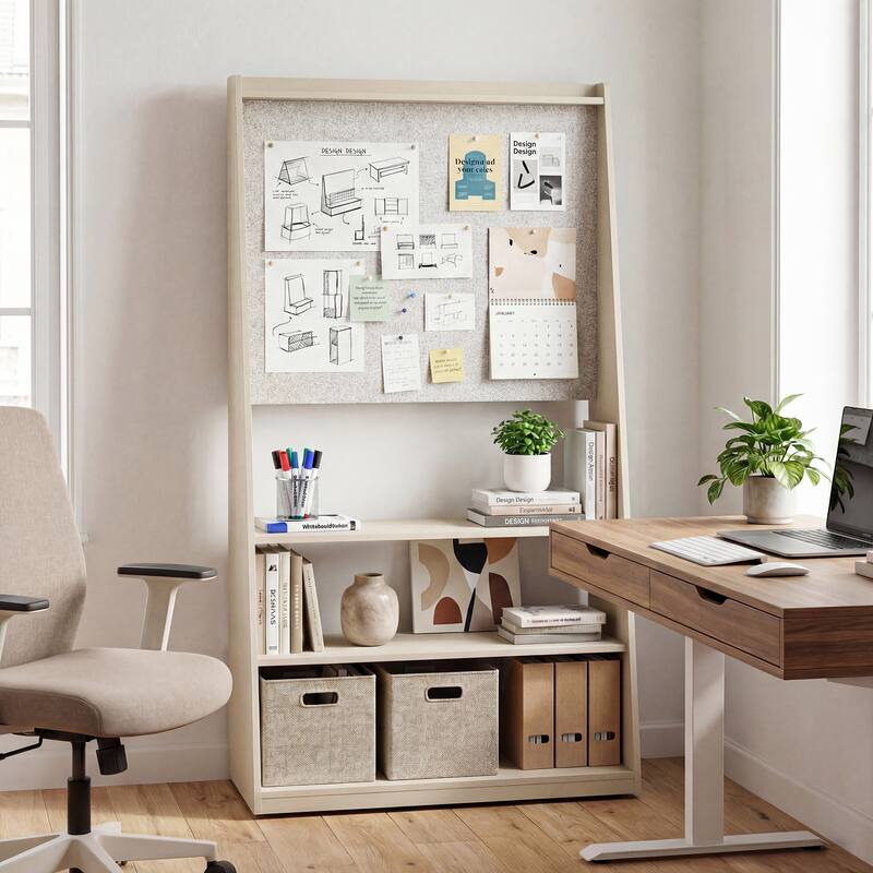 3-in-1 Mobile Whiteboard & Felt Bulletin Board on Wheels