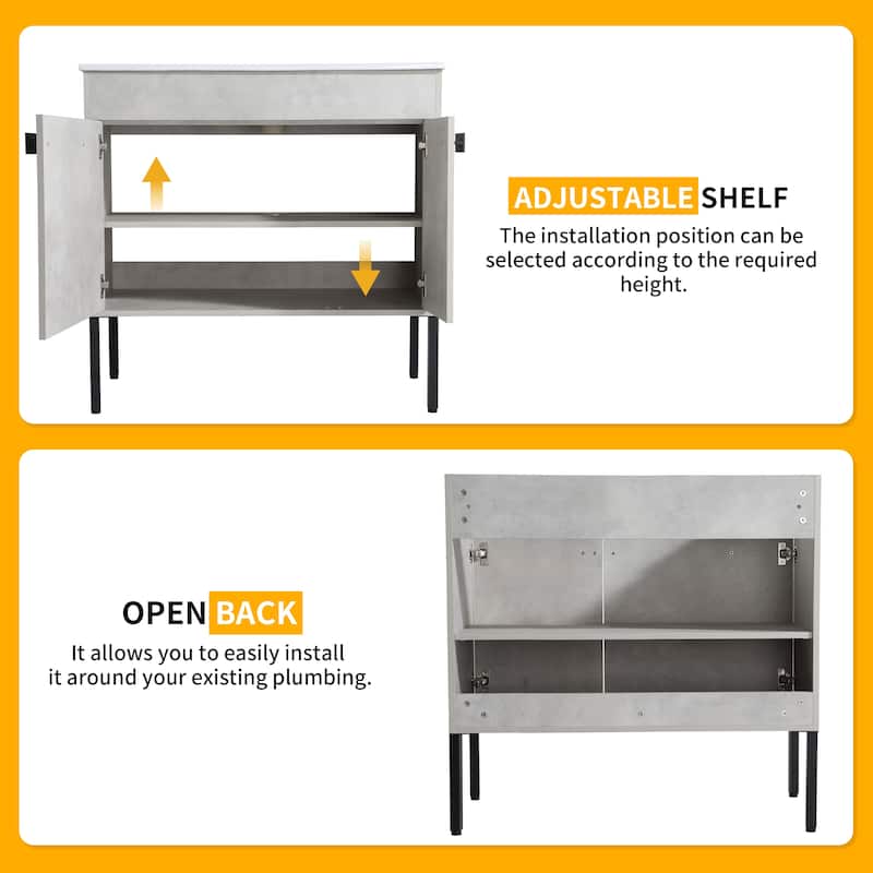 Beingnext 24"/30"/36" Bathroom Vanity with Sink, Freestanding/Floating Bathroom Vanity with Soft Close Door and Adjustable Shelf