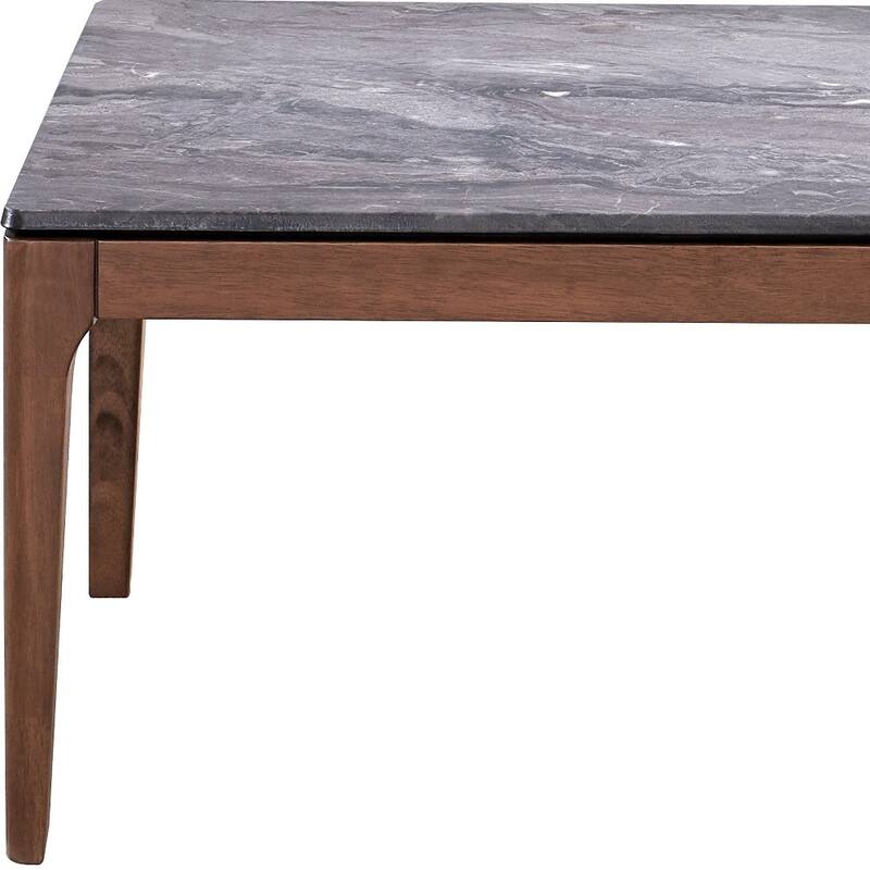 HomeRoots 47" Gray and Walnut Stone And Solid Wood Coffee Table - 47' X '18' X '28
