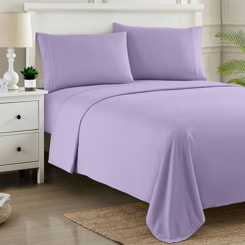 Sweet Home Collection Deep Pocket Soft Microfiber 4-Piece Solid Color Bed Sheet Set