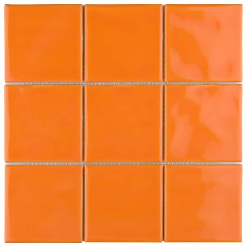 Merola Tile Twist Square Orange Sunset 11-3/4" x 11-3/4" Ceramic Mosaic Wall Tile - Case (10 Tiles)