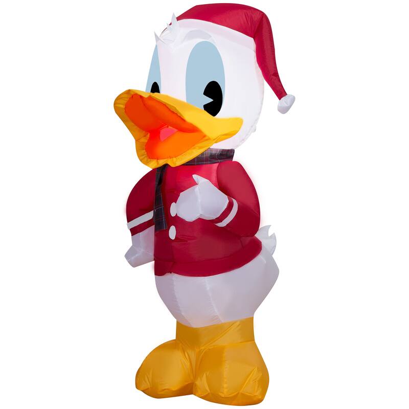 Gemmy Christmas Inflatable Donald Duck in Santa Suit, 3.5 ft Tall