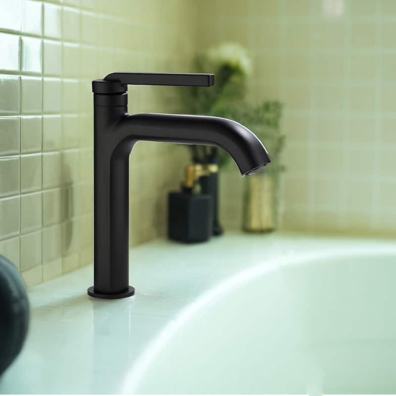 9-12" H Solid Brass Single Handle Bathroom Sink Faucet