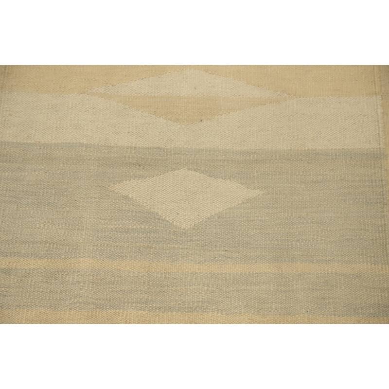 Hand Woven Oriental 100% Wool Carpet Southwestern Modern Beige & Ivories Kilim Area Rug - 4' 0'' X 2' 0''
