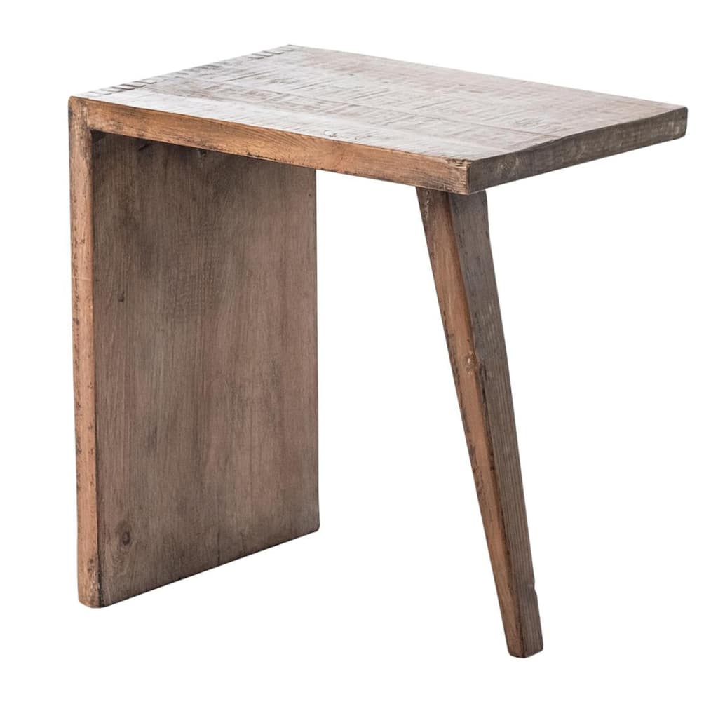 Leno End Table, 21 Inch Rectangular Rustic Natural Brown Pine Wood