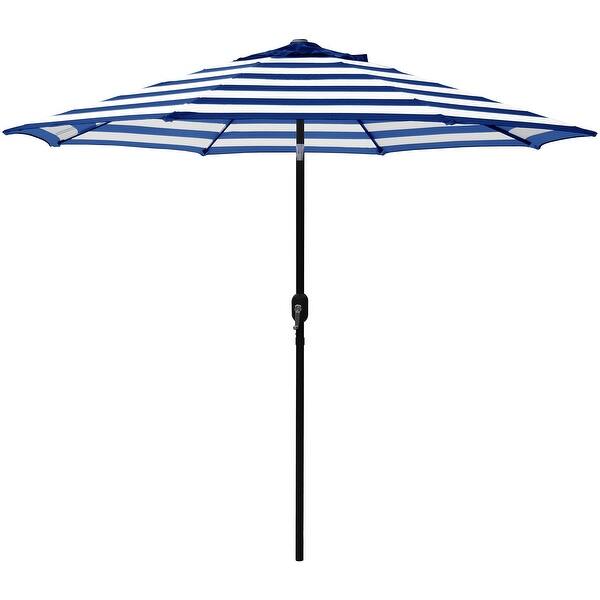 Shop Black Friday Deals On Davee Furniture 9 Feet Blue White Strip Patio Umbrella With Tilt And Crank Overstock 31830845