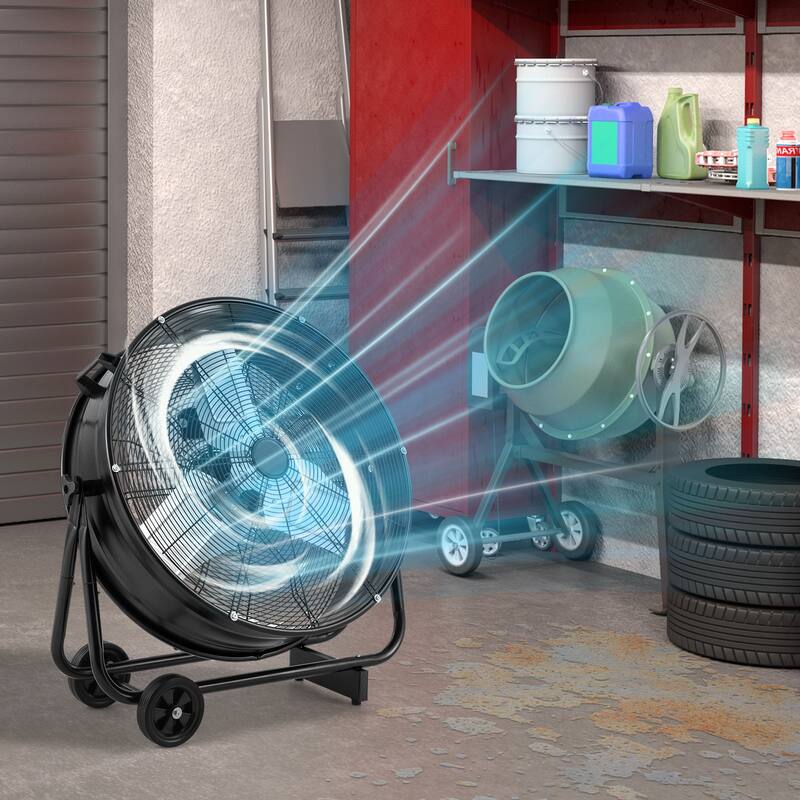 Gymax 24 Inch Industrial Drum Fan w/ 360 Degree Adjustable Tilt & 2