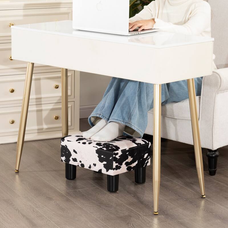 Adeco Small Rectangular Ottoman Footrest Stool Chair