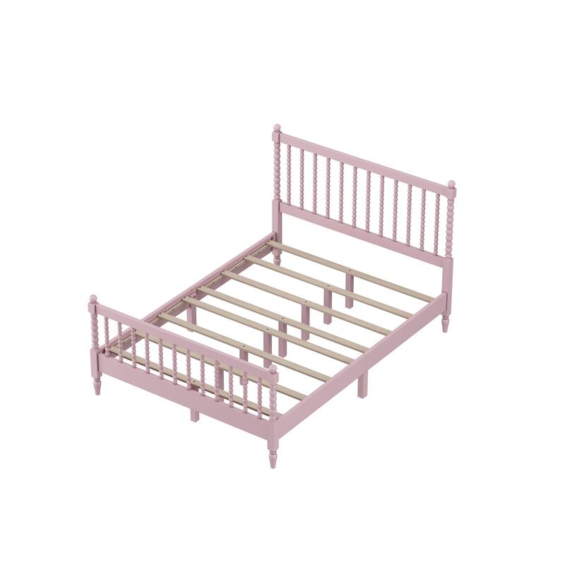 Platform Slat Bed Frame Wood Slat Support Panel Bed with Classic Paint