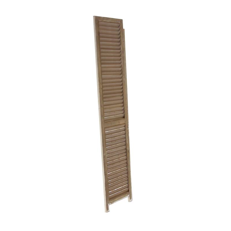Wood Hinged Foldable Partition 3 Panel Room Divider Screen with Horizontal Slats - Cream - Roche River Decor