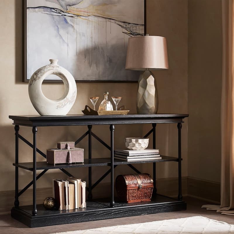 Barnstone Cornice Iron and Wood Entryway Console Table by iNSPIRE Q Artisan
