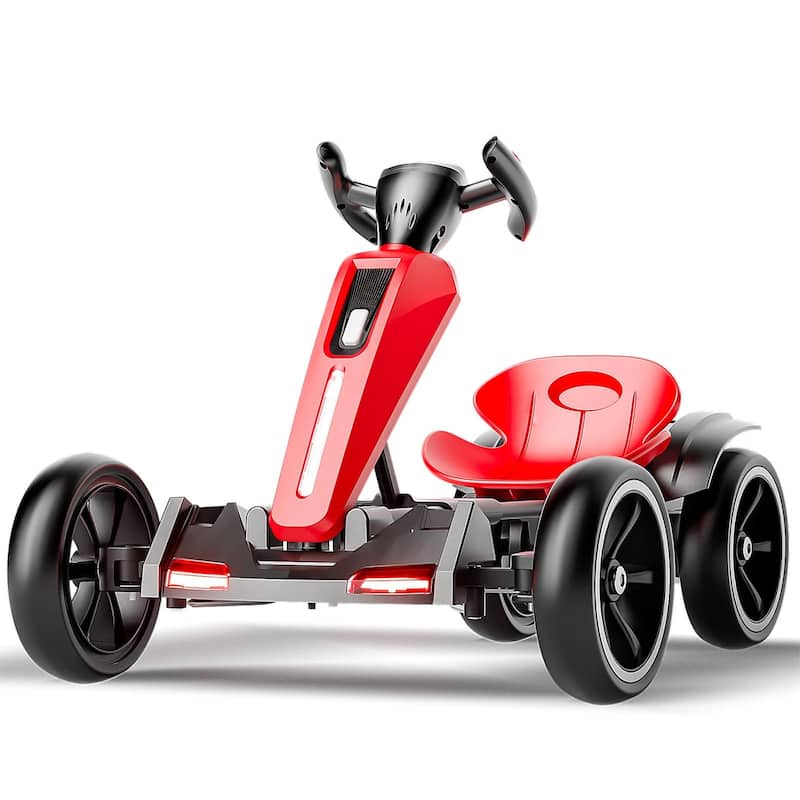 12V Electric Kids Pedal Go Kart for Ages 3-6, Red with Adjustable Seat & EVA Wheels