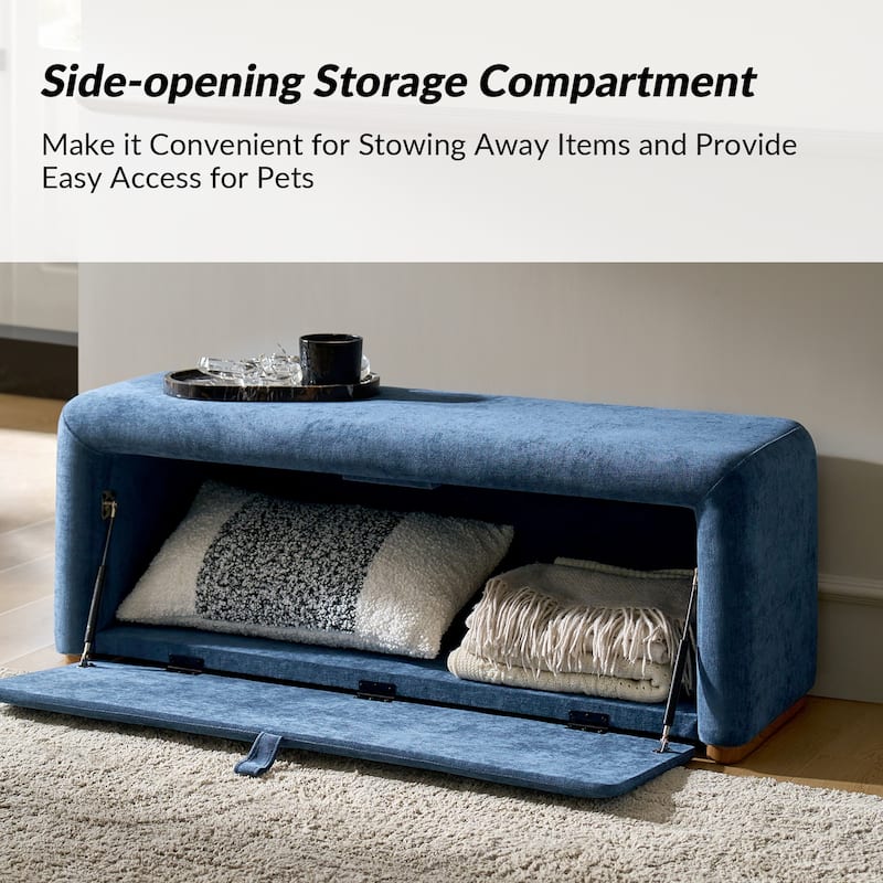 Gustavo Contemporary Storage Bench with Solid Wood Legs by HULALA HOME