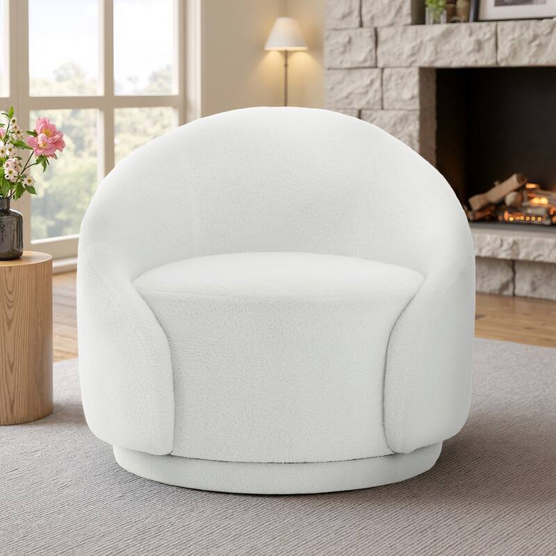Modern Upholstered Swivel Barrel Chair Accent Lounge Chair