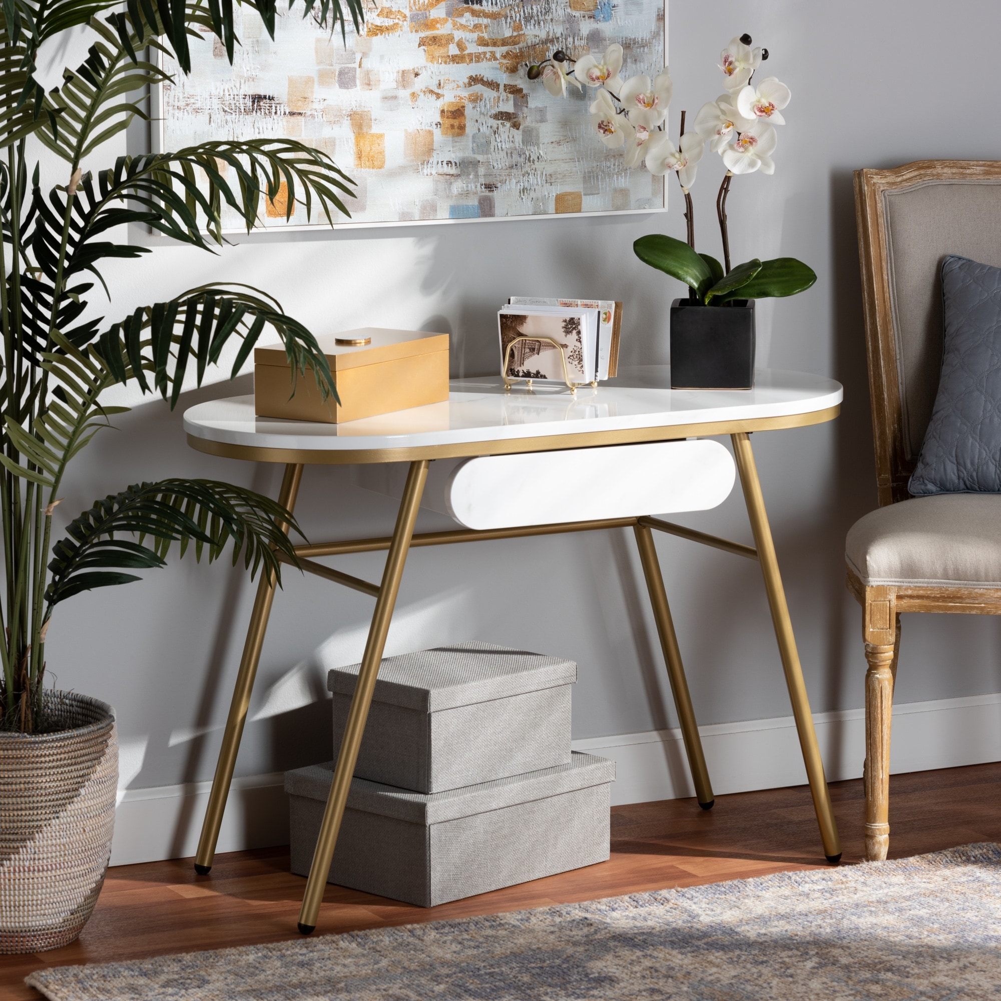Shop Mabel Modern And Contemporary Gold Finished Metal Console