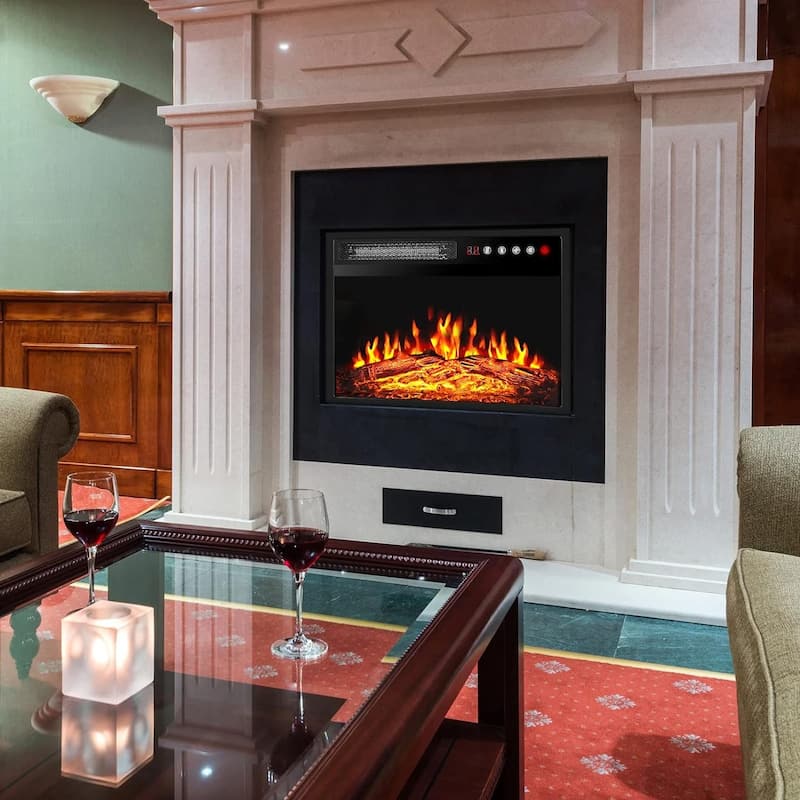 BOSSIN 18/23 inches Electric Fireplace Heater, 750/1500W Electric Fireplace Insert with Overheating Protection