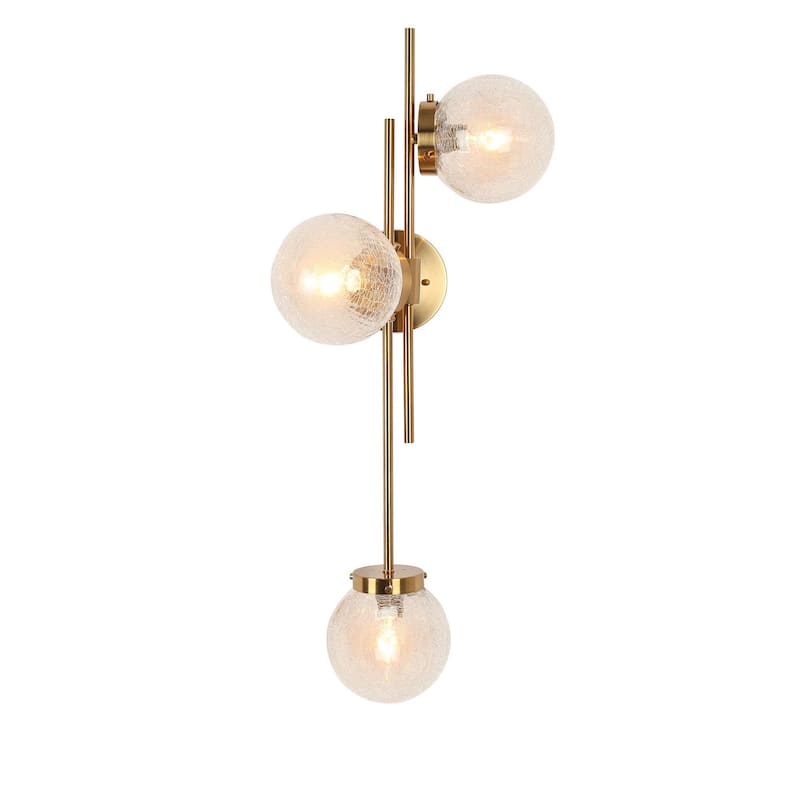 Modern Gold 3-Light Bathroom Vanity Lights Globe Glass Wall Sconces
