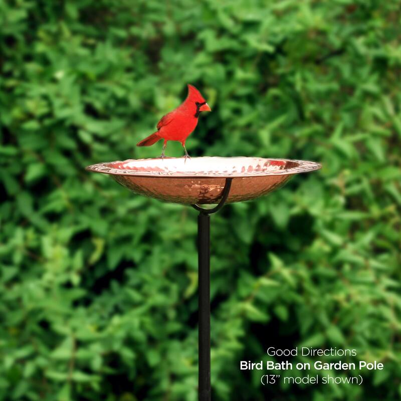 Pure Copper 18" Bird Bath on Garden Pole By Good Directions