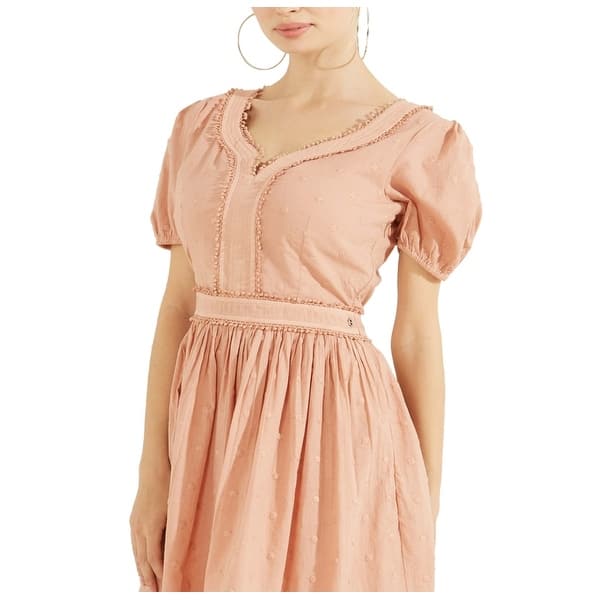 guess cotton dress Guess Winona white blue floral crochet trim print boho Y2K mini cotton dress XS